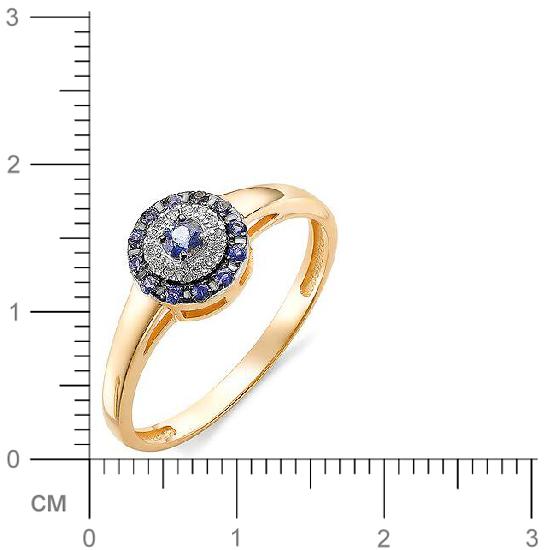 Кольцо с бриллиантами, сапфиром из красного золота (арт. 815638)