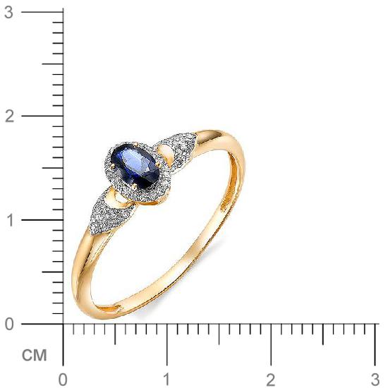 Кольцо с бриллиантами, сапфиром из красного золота (арт. 815644)