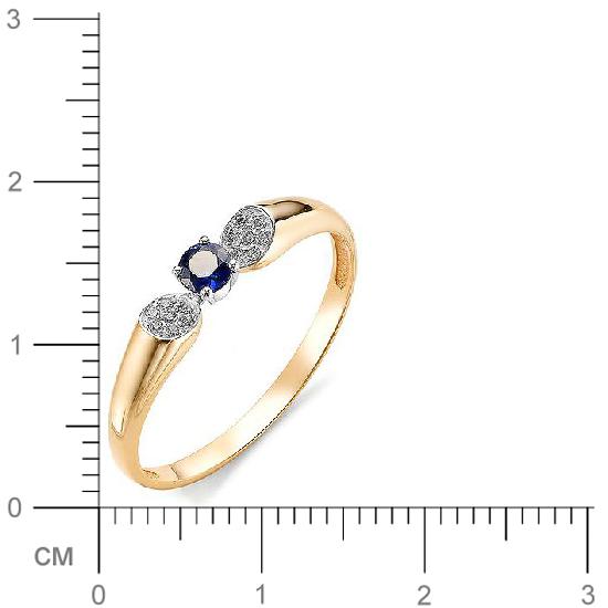 Кольцо с бриллиантами, сапфиром из красного золота (арт. 815646)