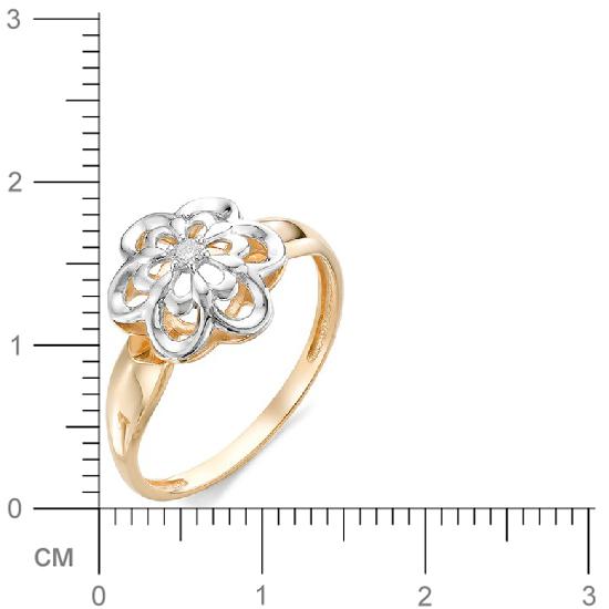 Кольцо Цветок с бриллиантом из красного золота (арт. 815719)