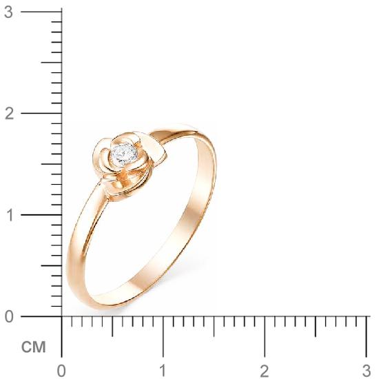 Кольцо Цветок с 1 бриллиантом из красного золота (арт. 816026)