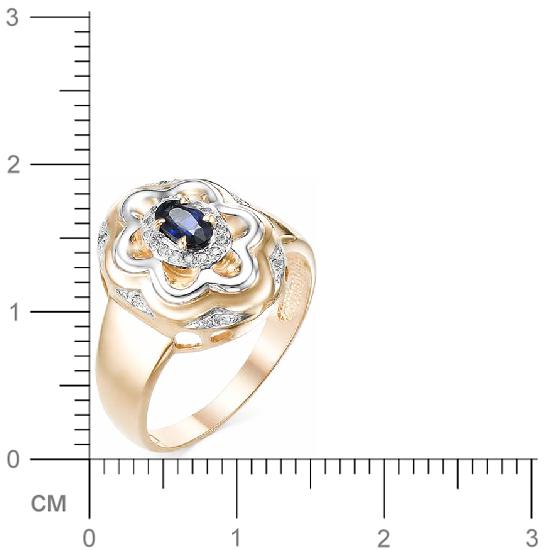 Кольцо Цветок с сапфиром и бриллиантами из красного золота (арт. 816103)