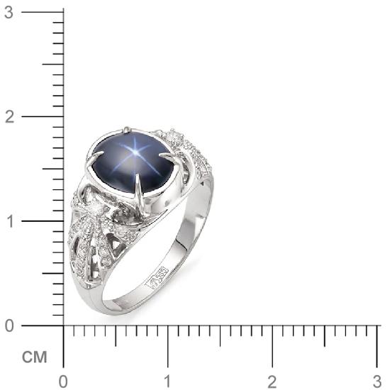 Кольцо с сапфиром и бриллиантами из белого золота (арт. 816426)