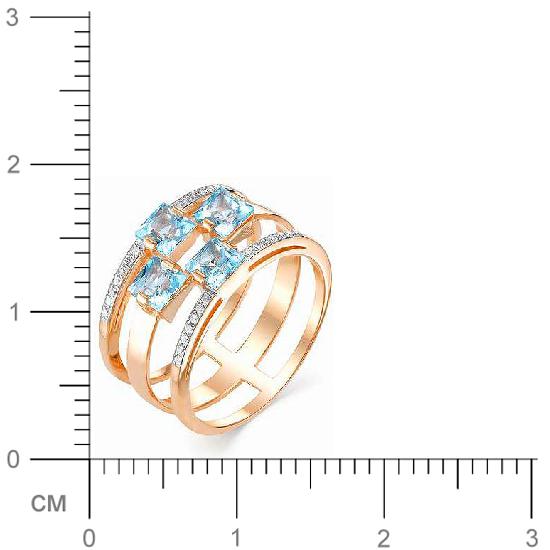 Кольцо с топазами и бриллиантами из красного золота (арт. 816537)