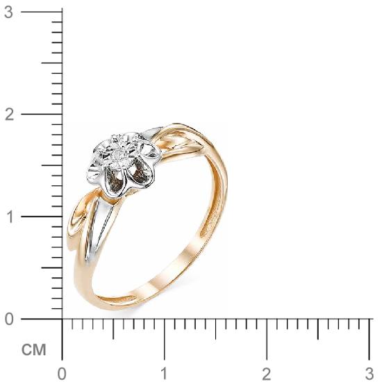 Кольцо Цветок с 1 бриллиантом из красного золота (арт. 816591)