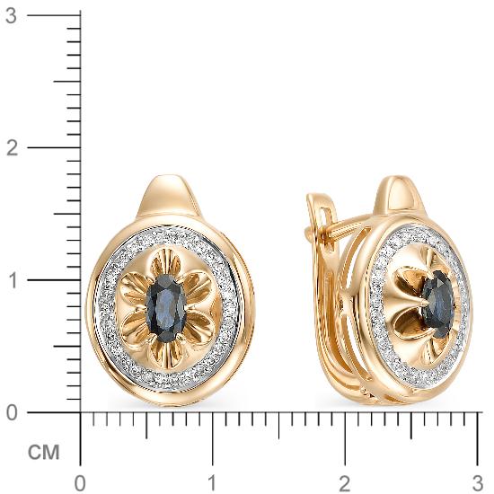 Серьги с сапфирами и бриллиантами из красного золота (арт. 816936)
