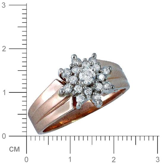 Кольцо Цветок с бриллиантами из комбинированного золота (арт. 820170)