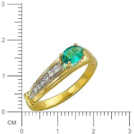 Кольцо с бриллиантами, изумрудом из желтого золота (арт. 820423)
