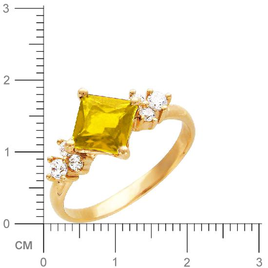 Кольцо с фианитами, цитрином из красного золота (арт. 821001)