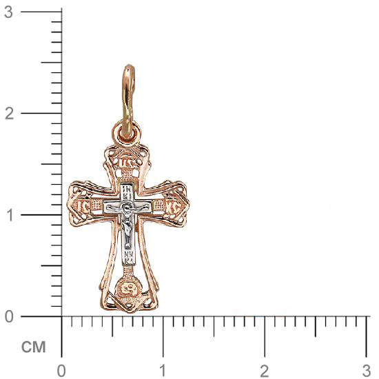 Крестик из комбинированного золота (арт. 821258)