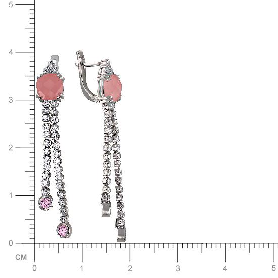 Серьги с ониксами, кристаллами swarovski из серебра (арт. 821802)