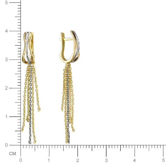 Серьги цепочки из комбинированного золота (арт. 823139)