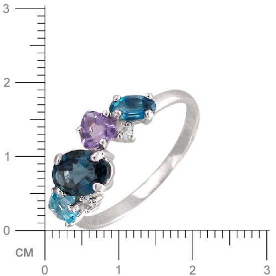Кольцо с аметистом, топазами из серебра (арт. 823141)