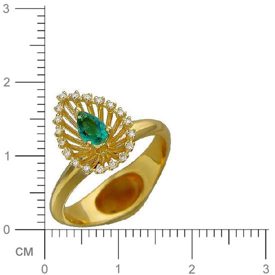 Кольцо с бриллиантами, изумрудом, цитрином из желтого золота 750 пробы (арт. 823284)