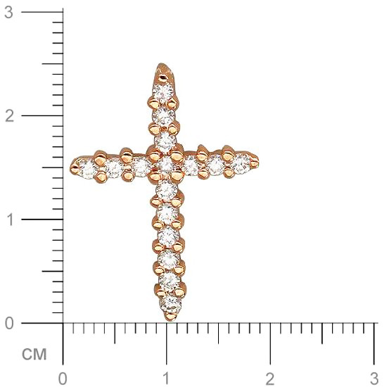 Крестик с бриллиантами из комбинированного золота (арт. 823553)