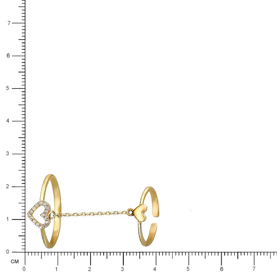 Кольцо Сердечки с фианитами из желтого золота (арт. 823790)