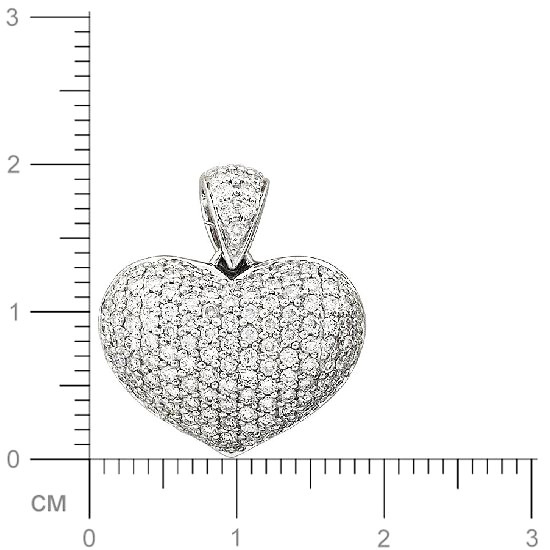 Подвеска Сердце с бриллиантами из белого золота 750 пробы (арт. 824508)