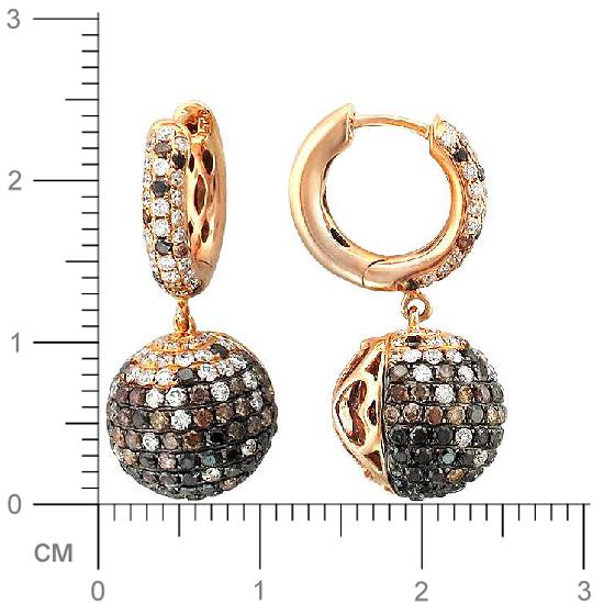Серьги Шарики с бриллиантами из комбинированного золота 750 пробы. Диаметр (арт. 824509)