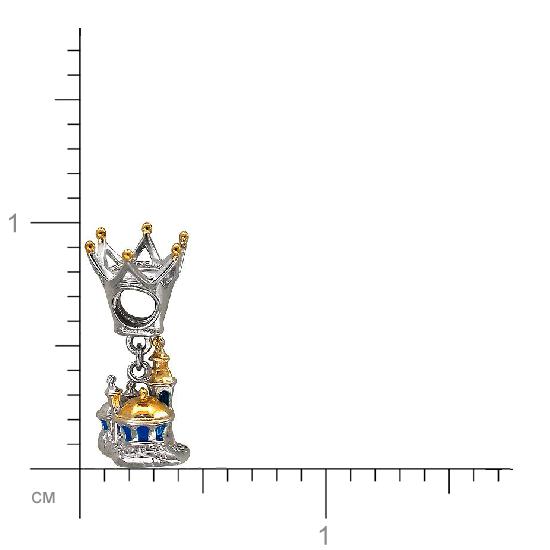 Подвеска Корона с вставкой из эмали из серебра с позолотой (арт. 825135)