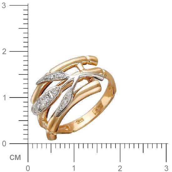 Кольцо Бамбук с фианитами из комбинированного золота (арт. 825242)
