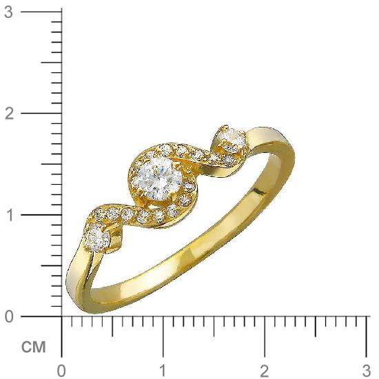 Кольцо с фианитами из желтого золота (арт. 826374)