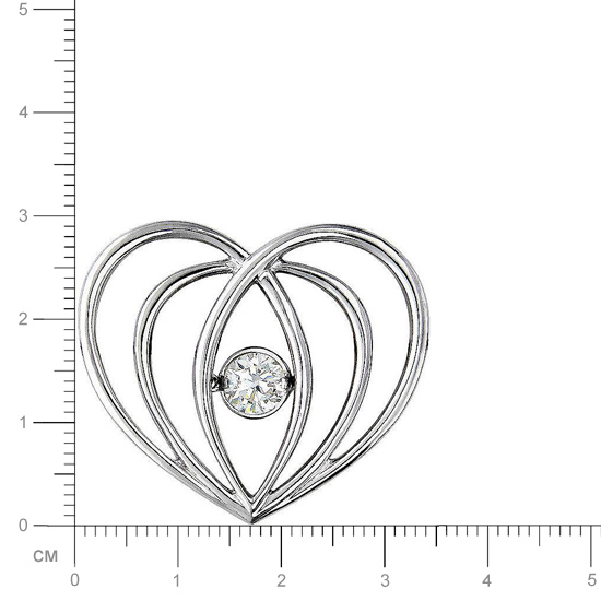 Подвеска Сердце с фианитом из серебра (арт. 826572)