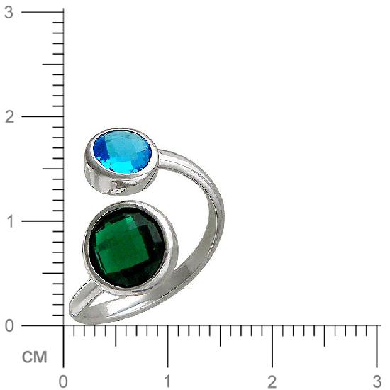 Кольцо безразмерноес сапфировыми стеклом из серебра (арт. 827084)