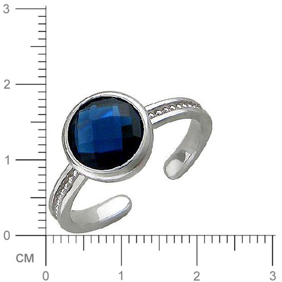 Кольцо безразмерноес сапфировым стеклом из серебра (арт. 827086)