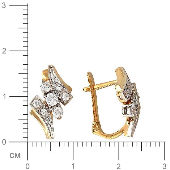 Серьги с фианитами из комбинированного золота (арт. 827816)
