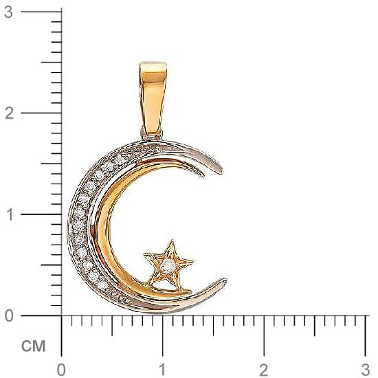 Подвеска мусульманская с фианитами из комбинированного золота (арт. 828109)