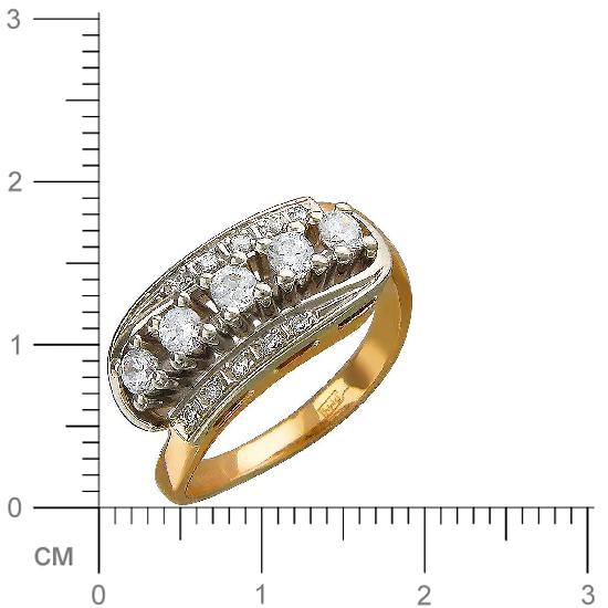 Кольцо с фианитами из комбинированного золота (арт. 828197)