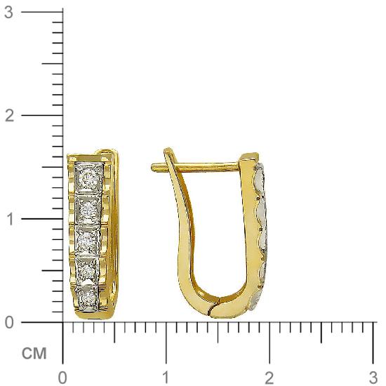 Серьги с фианитами из комбинированного золота (арт. 829339)