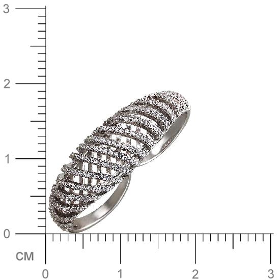Кольцо на два пальца с фианитами из серебра (арт. 829432)