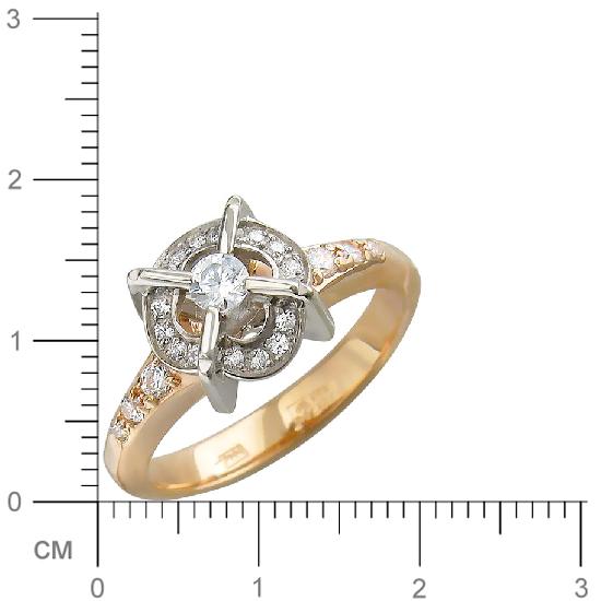 Кольцо с фианитами из комбинированного золота (арт. 829503)