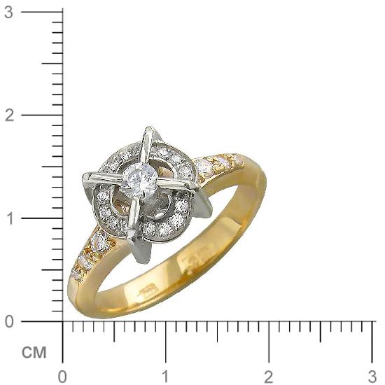 Кольцо с фианитами из комбинированного золота (арт. 829504)