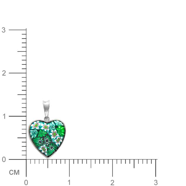 Подвеска Сердце с муранского стекла из серебра (арт. 829505)