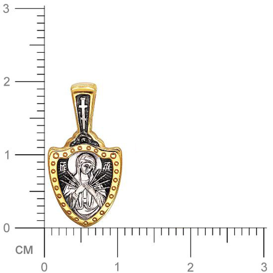 Подвеска-иконка "Семистрельная Богородица" из серебра с позолотой (арт. 830428)