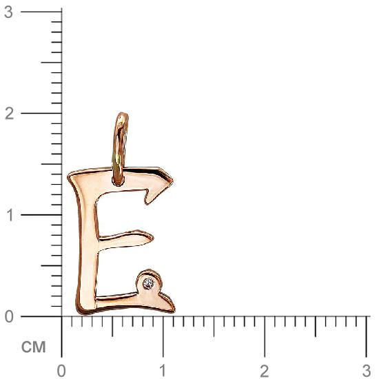Подвеска Буква "Е" с фианитом из красного золота (арт. 830661)