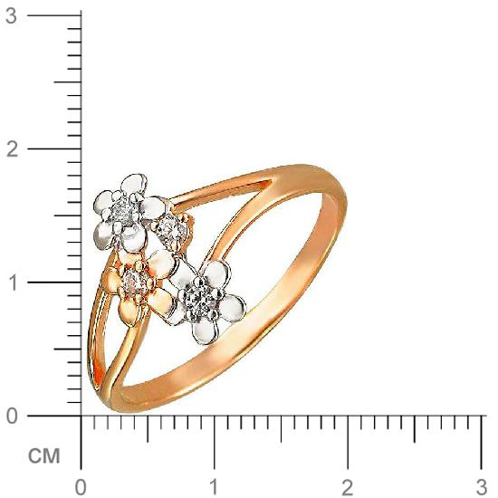 Кольцо Цветы с фианитами из красного золота (арт. 831928)