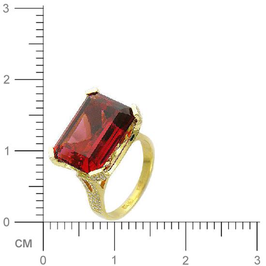 Кольцо с бриллиантами, турмалином из желтого золота 750 пробы (арт. 832322)