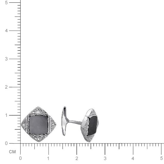 Запонки с ониксом, фианитом из серебра (арт. 832359)