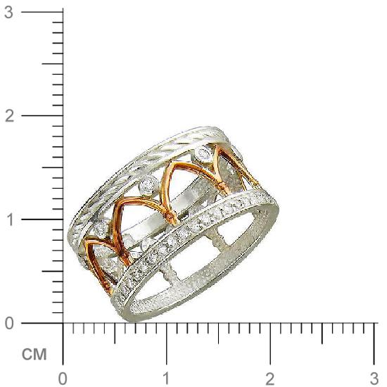 Кольцо с фианитами из серебра с позолотой (арт. 832371)