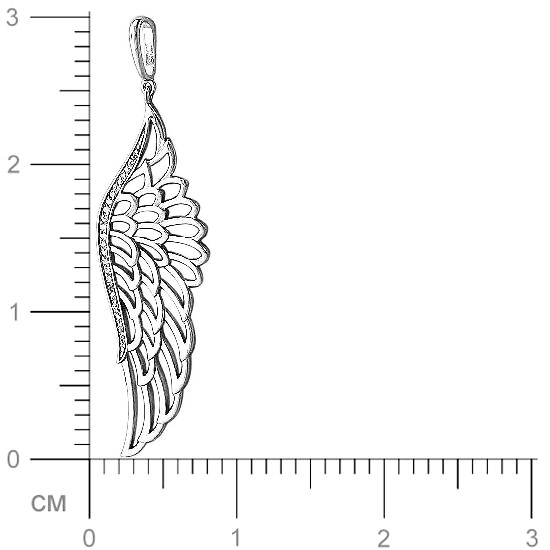 Подвеска Крыло с фианитами из серебра (арт. 832379)