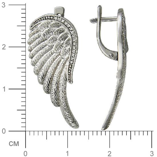 Серьги Крылья с фианитами из серебра (арт. 832388)