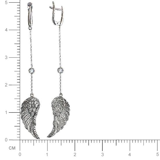 Серьги Крылья с фианитами из серебра (арт. 832389)
