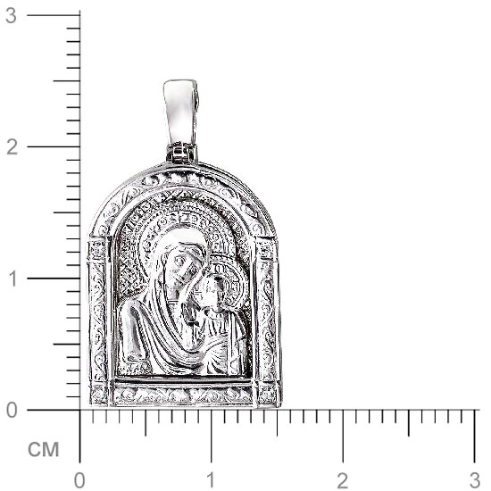 Подвеска-иконка "Богородица Казанская" с фианитами из серебра (арт. 833510)