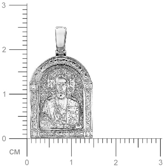Подвеска-иконка "Николай Чудотворец" с фианитами из серебра (арт. 833511)