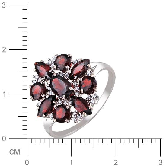 Кольцо с гранатами, фианитами из серебра (арт. 833746)