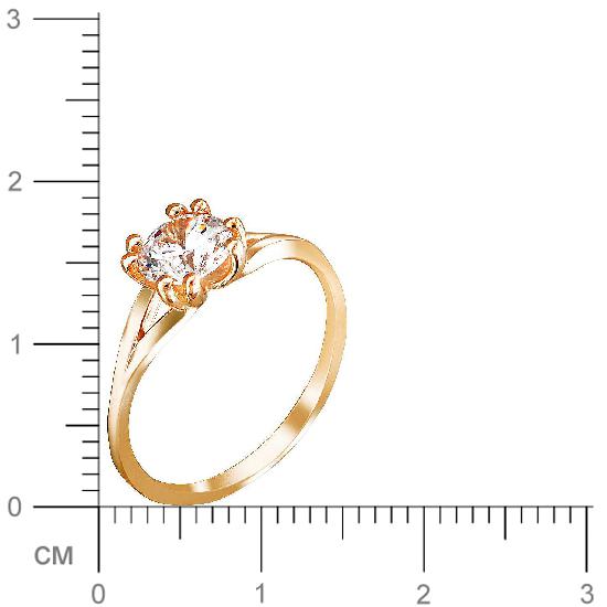 Кольцо с фианитом из красного золота (арт. 833816)