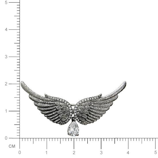 Брошь Крылья с фианитом из серебра (арт. 834068)
